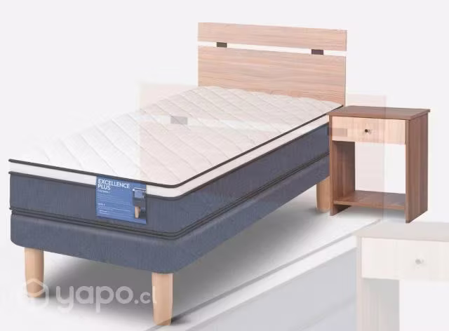 <p>Cama y velador CIC, 1.5 plazas Europea modelo Olmo</p>
