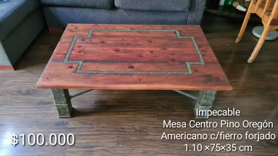 <p>Mesa Centro Pino Oregón Americano - Fierro Forjado</p>
