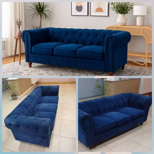 <p>Sillón chesterfield azul</p>
