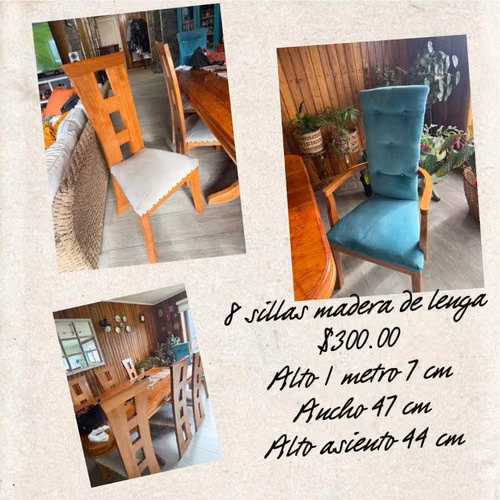 <p>8 sillas de madera de lenga</p>