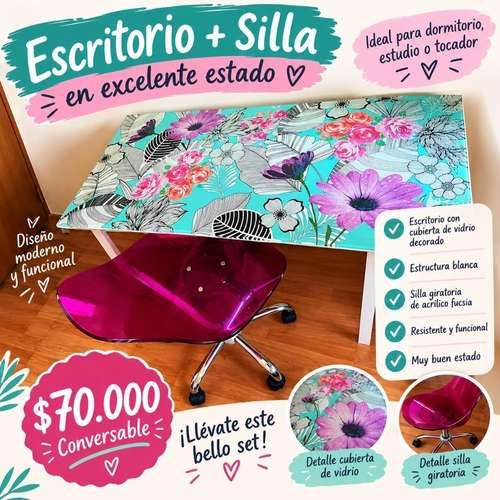 <p>Escritorio vidrio + Silla acrílico JUST HOME COLECTION</p>