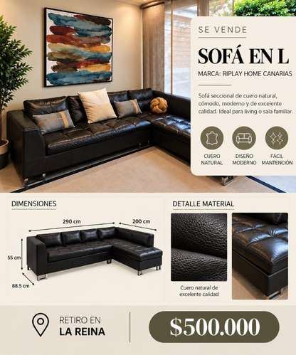 <p>Sofá L cuero</p>